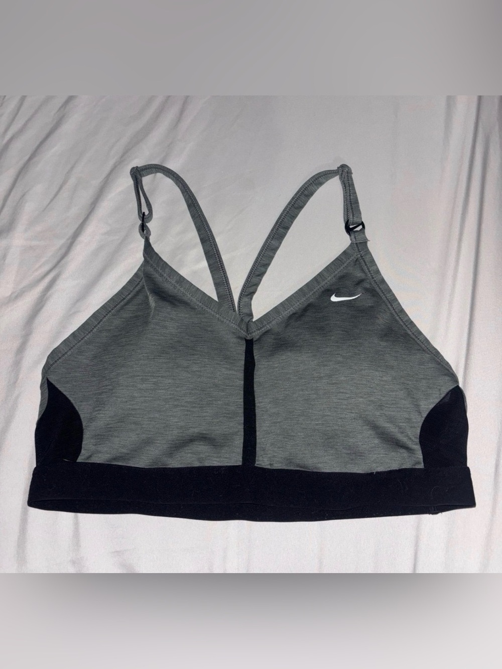 Nike Gray and Black Light Support Sports Bra with Adjustable Straps